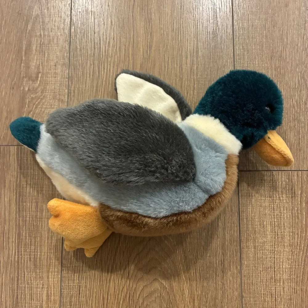 Ty Plush Duck Toy - Green, Gray, Brown, Yellow, 1998